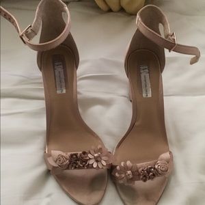 INC International Concepts Blush Pink Floral Ankle-Strap Heels